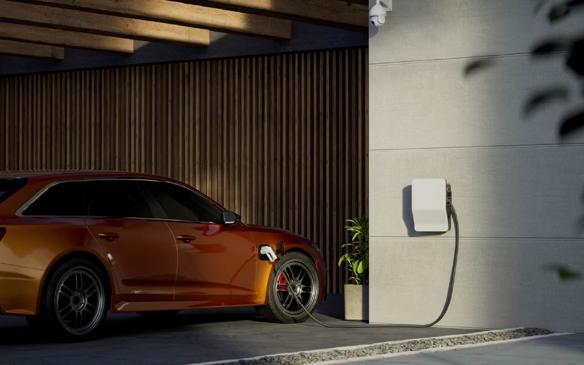 Instalación de cargador EV residencial con vehículo conectado